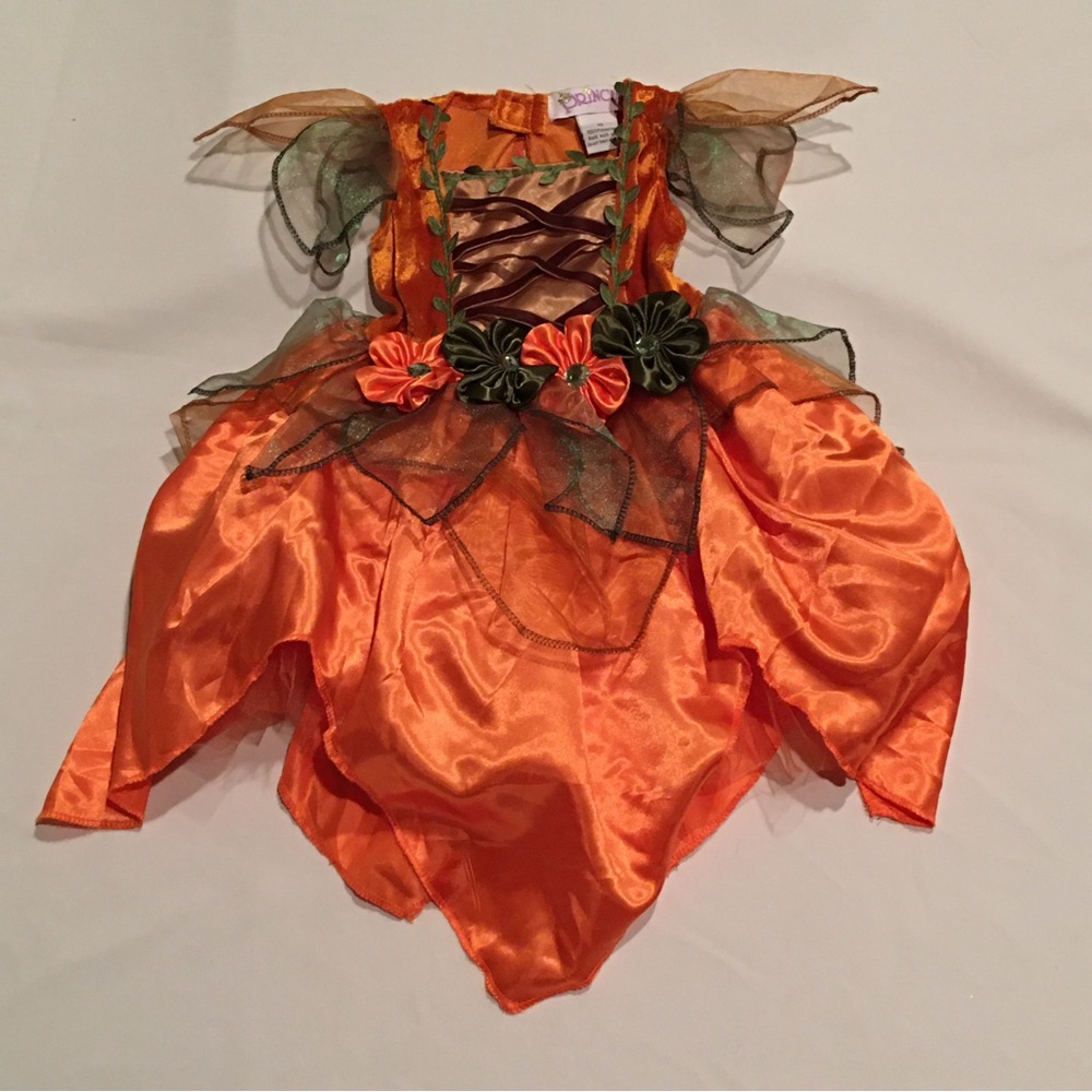 Princess Orange Fairy Costume Dress with Wings Size XS